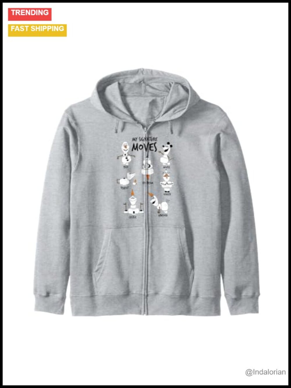 Disney Frozen 2 Olaf Zip Hoodie Classic Fit Twill-Taped Neck Women's